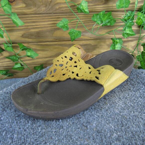 FitFlop Women's Flip Flop Brown Leather‎ Sz 9 Medium Used 2025 - Picture 1 of 6